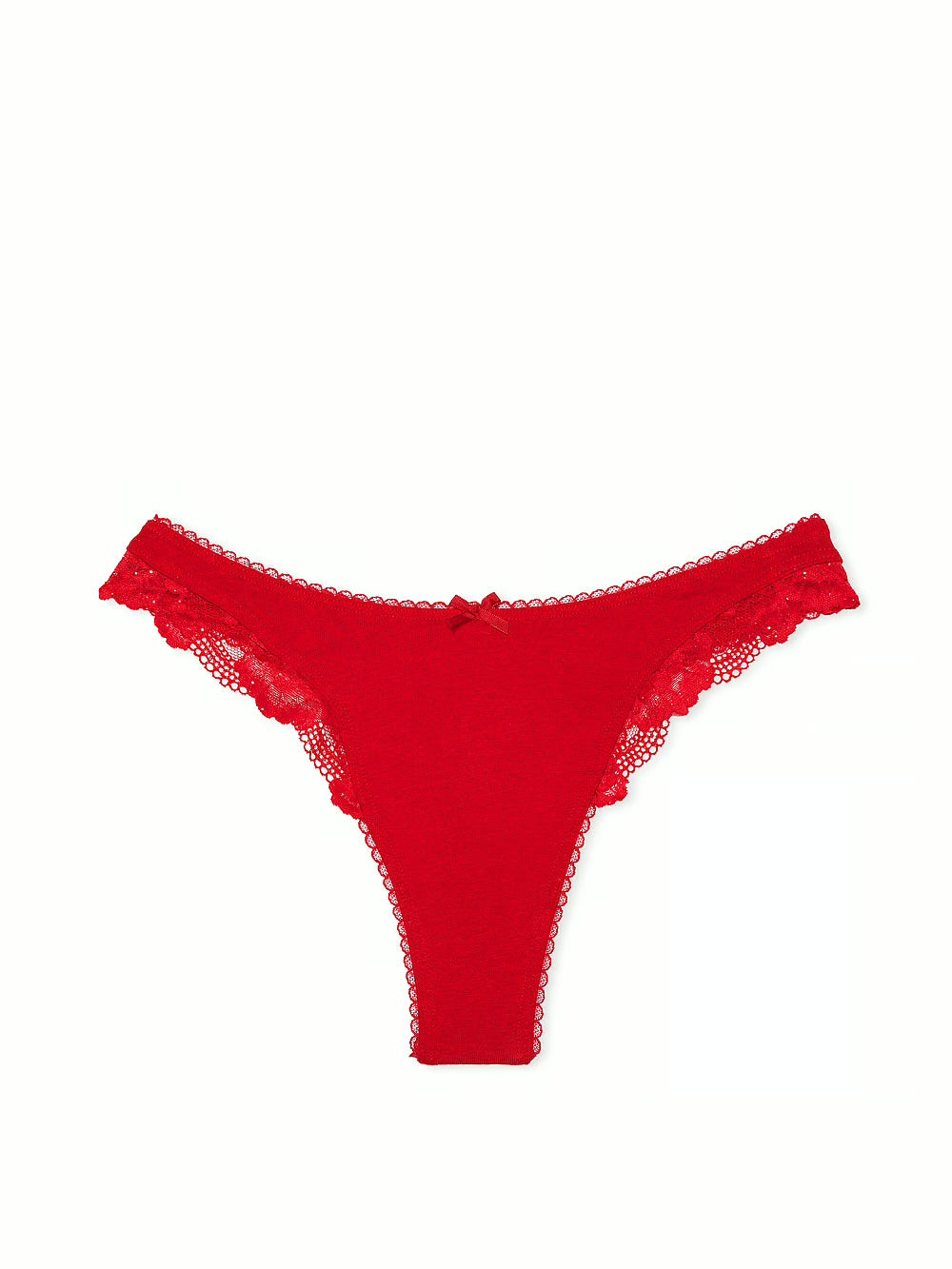 Victoria's Secret Stretch Cotton Lace-Trim High-Leg Scoop Thong Panty